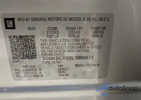 2020 Chevrolet Blazer Fwd 2Lt from USA, damaged, VIN 3GNKBCRSXLS698873